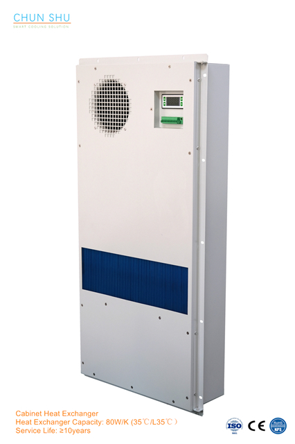 60W/K DC Powered Eclosure Heat Exchanger, Air To Air Heat Exchanger for Telelcom Outdoor Cabinet Cooling Units