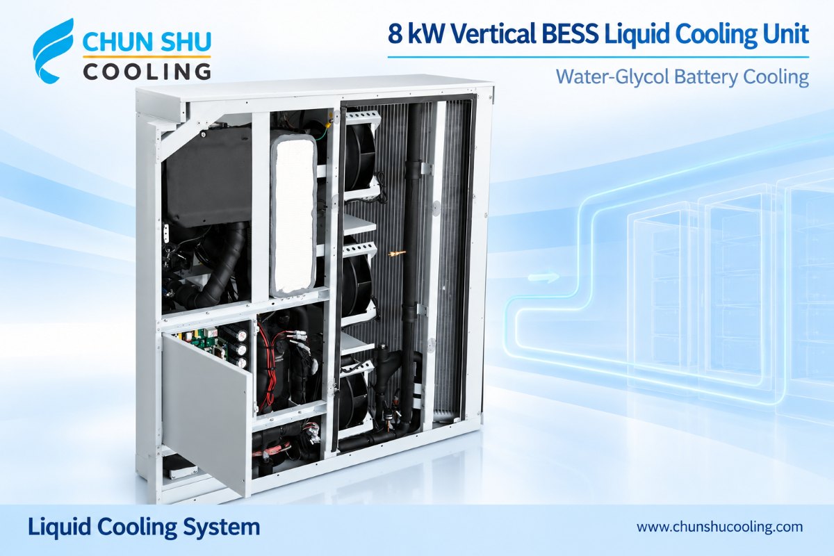 8kW Vertical BESS Liquid Cooling Unit for Energy Storage Cabinets
